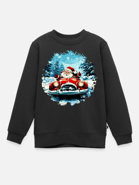 Autofahrer Weihnachten / Weihnachtsmann Autofahrer - Kinder Premium Organic Sweatshirt - Schwarz