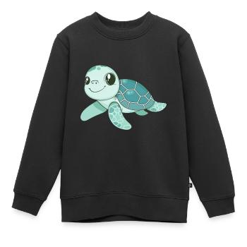 süße Meeresschildkröte, Meeresschildkröten-Zeichnung - Kinder Premium Organic Sweatshirt - Schwarz - Vorne - AI Model Kid Female (0cm)