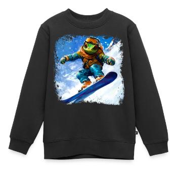 Snowboard Caméléon - Sweat Premium enfant bio - noir - Devant - AI Model Kid Female (0cm)
