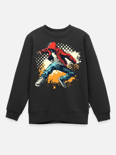 Breakdancer Grafik - Kinder Premium Organic Sweatshirt - Schwarz