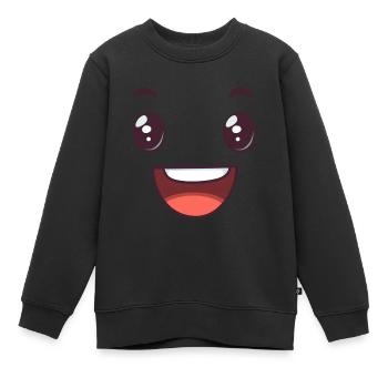 lustiges glückliches Gesicht, glückliche Augen, Lächeln - Kinder Premium Organic Sweatshirt - Schwarz - Vorne - AI Model Kid Female (0cm)