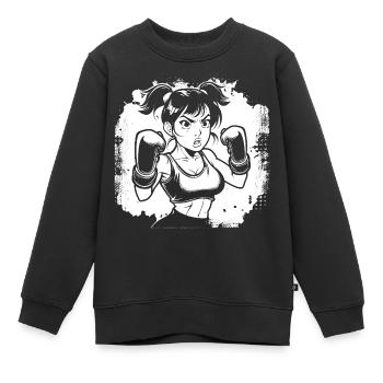 Weiblicher Boxer - Kinder Premium Organic Sweatshirt - Schwarz - Vorne - AI Model Kid Female (0cm)