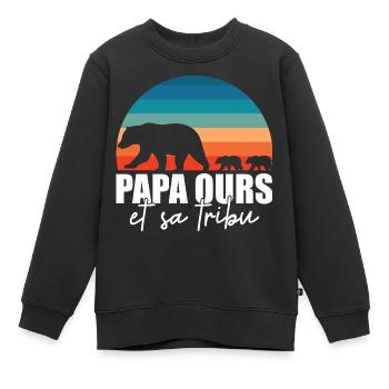 Papa ours - Petits ours - Sweat Premium enfant bio - noir - Devant - AI Model Kid Female (0cm)
