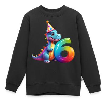 DINO 6 ANS DINOSAURE 6E ANNIVERSAIRE - Sweat Premium enfant bio - noir - Devant - AI Model Kid Female (0cm)