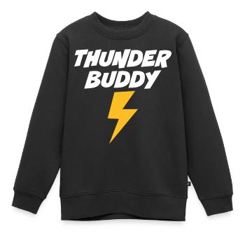 Thunder Buddy - Kids Premium Organic Sweatshirt - black - Front - AI Model Kid Female (0cm)
