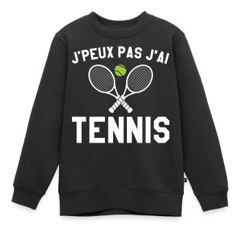 Ich kann kein Tennisgeschenk Tennisspieler haben - Kinder Premium Organic Sweatshirt - Schwarz - Vorne - AI Model Kid Female (0cm)