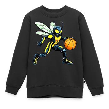 Wespen Basketballspieler / Basketball Wespe - Kinder Premium Organic Sweatshirt - Schwarz - Vorne - AI Model Kid Female (0cm)
