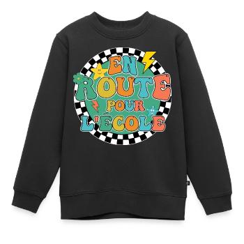 Auf dem Weg zur Schule, zurück in die Schule, Geschenk - Kinder Premium Organic Sweatshirt - Schwarz - Vorne - AI Model Kid Female (0cm)