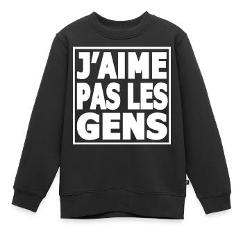 JAIME PAS LES GENS —  humour sarcastique - Sweat Premium enfant bio - noir - Devant - AI Model Kid Female (0cm)