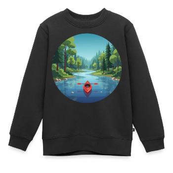 Kanu Kajak Ruderboot Canadier - Kinder Premium Organic Sweatshirt - Schwarz - Vorne - AI Model Kid Female (0cm)