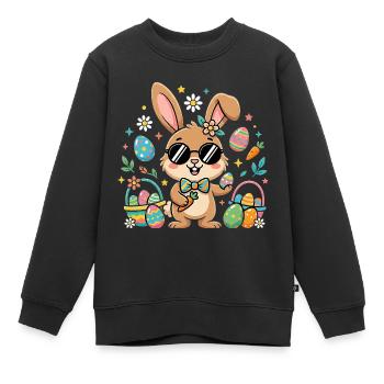 Frohe Ostern Cooler Hase - Kinder Premium Organic Sweatshirt - Schwarz - Vorne - AI Model Kid Female (0cm)