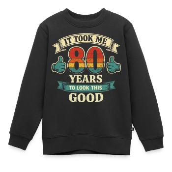 80 Ans - Il m'a fallu 80 Ans pour être Beau - Sweat Premium enfant bio - noir - Devant - AI Model Kid Female (0cm)