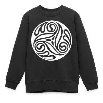 Spirale blanche celte - Sweat Premium enfant bio - noir - Devant - AI Model Kid Female (0cm)