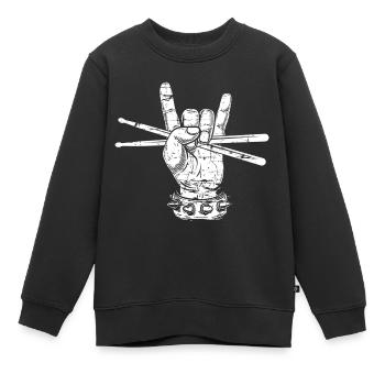 Drummer Drumsticks Schlagzeug - Kinder Premium Organic Sweatshirt - Schwarz - Vorne - AI Model Kid Female (0cm)
