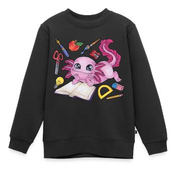 Niedliches Axolotl Kind Einschulung Schulanfang - Kinder Premium Organic Sweatshirt - Schwarz - Vorne - AI Model Kid Female (0cm)