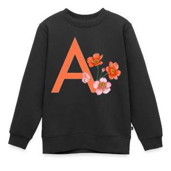 A avec des fleurs - Sweat Premium enfant bio - noir - Devant - AI Model Kid Female (0cm)
