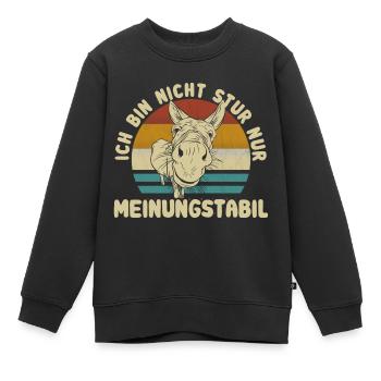 Ich bin nicht stur - nur meinungsstabil Esel - Kinder Premium Organic Sweatshirt - Schwarz - Vorne - AI Model Kid Female (0cm)