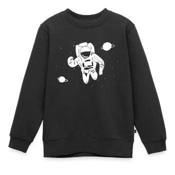 astronaute étoile planète planète espace - Sweat Premium enfant bio - noir - Devant - AI Model Kid Female (0cm)