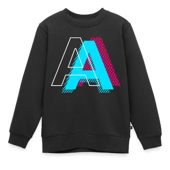 Pop Art Buchstabe A Geschenk - Kinder Premium Organic Sweatshirt - Schwarz - Vorne - AI Model Kid Female (0cm)
