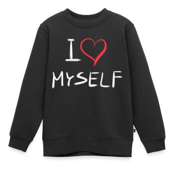Texte de J’aime mon cœur - Sweat Premium enfant bio - noir - Devant - AI Model Kid Female (0cm)