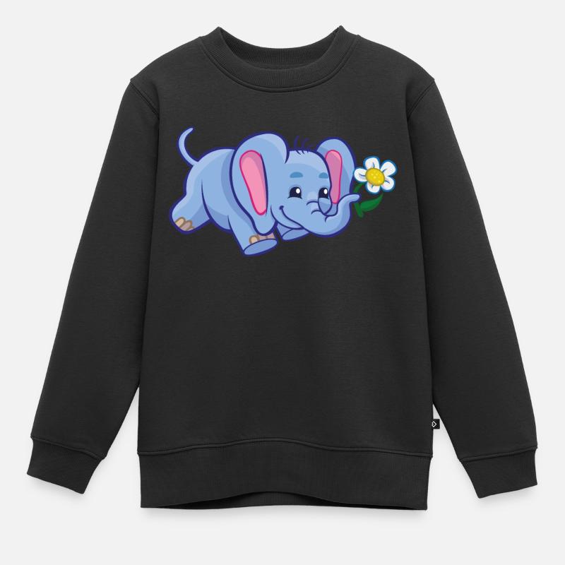 Elefant - Kinder Premium Organic Sweatshirt - Schwarz