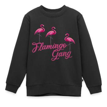Flamingo Gang - Sweat Premium enfant bio - noir - Devant - AI Model Kid Female (0cm)