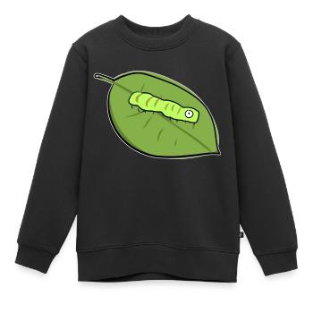 caterpillar leaf biologie symbole nature - Sweat Premium enfant bio - noir - Devant - AI Model Kid Female (0cm)