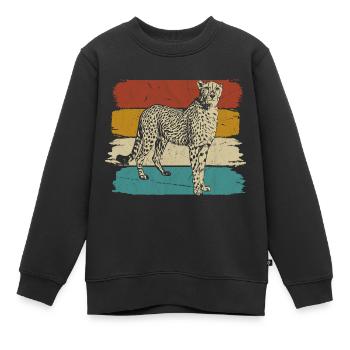Gepard Wildtier retro - Kinder Premium Organic Sweatshirt - Schwarz - Vorne - AI Model Kid Female (0cm)