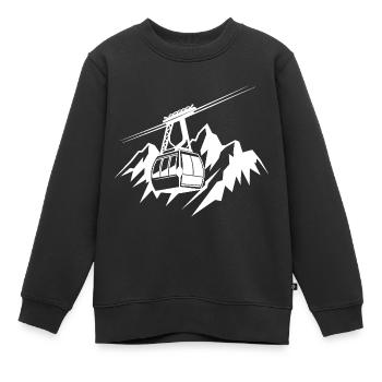 Gondel Berge Alpen Wandern Ski Symbol - Kinder Premium Organic Sweatshirt - Schwarz - Vorne - AI Model Kid Female (0cm)