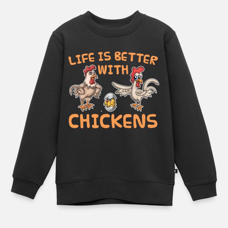 Chicken chickens - Kids Premium Organic Sweatshirt - black