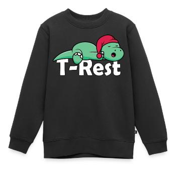 T-Rest - Schlafender T-Rex Wortspiel Dino - Kinder Premium Organic Sweatshirt - Schwarz - Vorne - AI Model Kid Female (0cm)