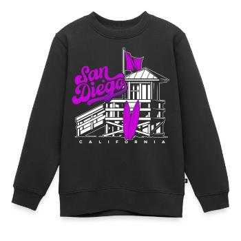 San Diego Kalifornien Westküste Sommer Surfer - Kinder Premium Organic Sweatshirt - Schwarz - Vorne - AI Model Kid Female (0cm)