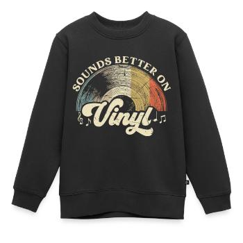 Schallplatte Vinyl Musik Plattenspieler retro - Kinder Premium Organic Sweatshirt - Schwarz - Vorne - AI Model Kid Female (0cm)