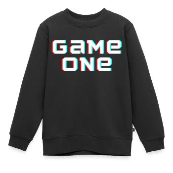 Spel één - Kinder Premium sweater biologisch - zwart - Voor - AI Model Kid Female (0cm)