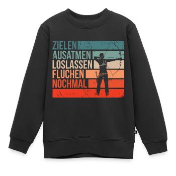 Bogenschützen Pfeil & Bogen Geschenk - Kinder Premium Organic Sweatshirt - Schwarz - Vorne - AI Model Kid Female (0cm)