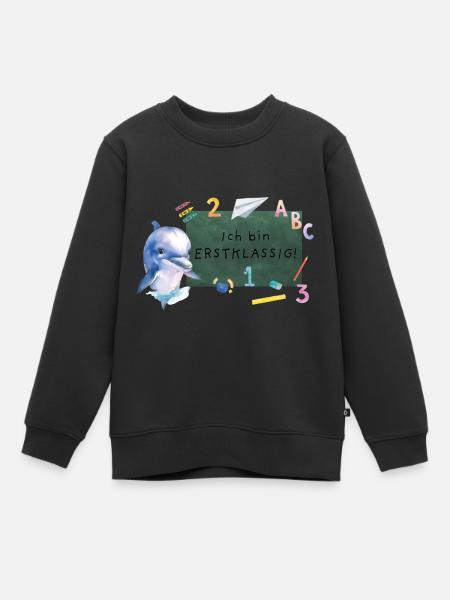 Schulanfang Delfin - Kinder Premium Organic Sweatshirt - Schwarz