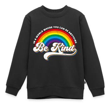 Soyez gentil LGBT Arc-en-ciel - Sweat Premium enfant bio - noir - Devant - AI Model Kid Female (0cm)