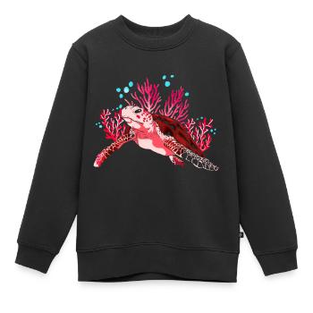 Créature de la mer Cadeau Créature de la mer Tortue - Sweat Premium enfant bio - noir - Devant - AI Model Kid Female (0cm)