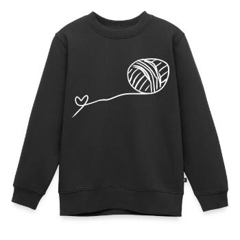 wool heart line symbol thread love - Kids Premium Organic Sweatshirt - black - Front - AI Model Kid Female (0cm)