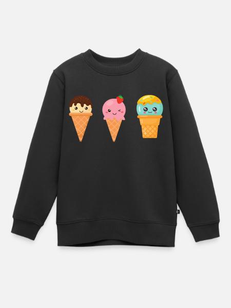 Lustiges Eis - Kinder Premium Organic Sweatshirt - Schwarz