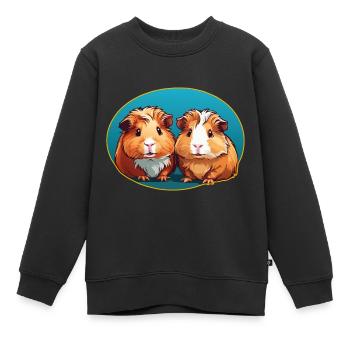 deux cochons d’Inde mignons dans l’ovale bleu - Sweat Premium enfant bio - noir - Devant - AI Model Kid Female (0cm)