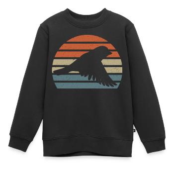 Vintage Spatz Fliegender Spatz Geschenkidee - Kinder Premium Organic Sweatshirt - Schwarz - Vorne - AI Model Kid Female (0cm)