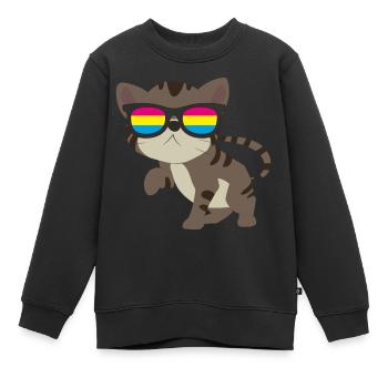 LGBT Cat Pan Pride Month Cadeau Pansexuel - Sweat Premium enfant bio - noir - Devant - AI Model Kid Female (0cm)