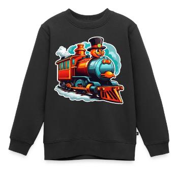 Funny Colorful Colorful Laughing Steam Locomotive - Kids Premium Organic Sweatshirt - black - Front - AI Model Kid Female (0cm)