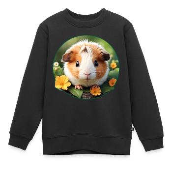 Cochon d’Inde mignon dans l’herbe avec des fleurs - Sweat Premium enfant bio - noir - Devant - AI Model Kid Female (0cm)