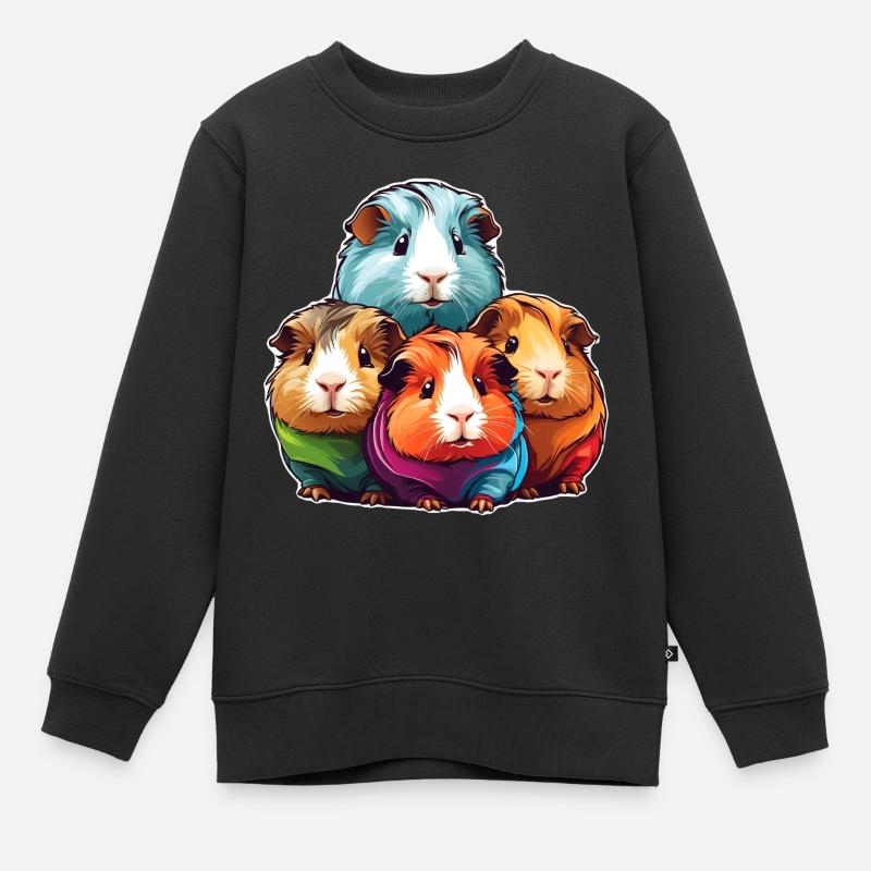 Quatre mignons cochons d’Inde - Sweat Premium enfant bio - noir