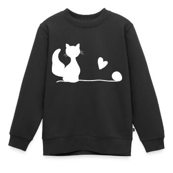 Ligne de laine pour chat animal animaux de compagnie animaux de compagnie - Sweat Premium enfant bio - noir - Devant - AI Model Kid Female (0cm)