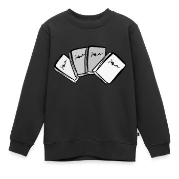 Lire quatre livres Cartoon - Sweat Premium enfant bio - noir - Devant - AI Model Kid Female (0cm)