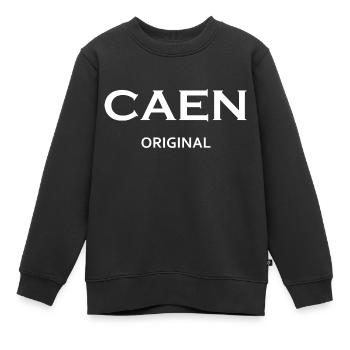 Caen original - Sweat Premium enfant bio - noir - Devant - AI Model Kid Female (0cm)