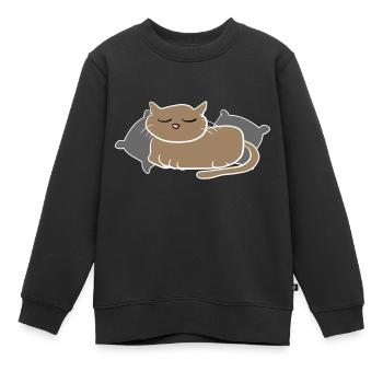 chat sommeil animal de compagnie fatigué animal de compagnie - Sweat Premium enfant bio - noir - Devant - AI Model Kid Female (0cm)